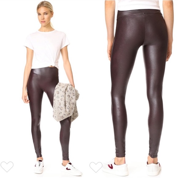 spanx faux leather leggings wine| Enjoy 